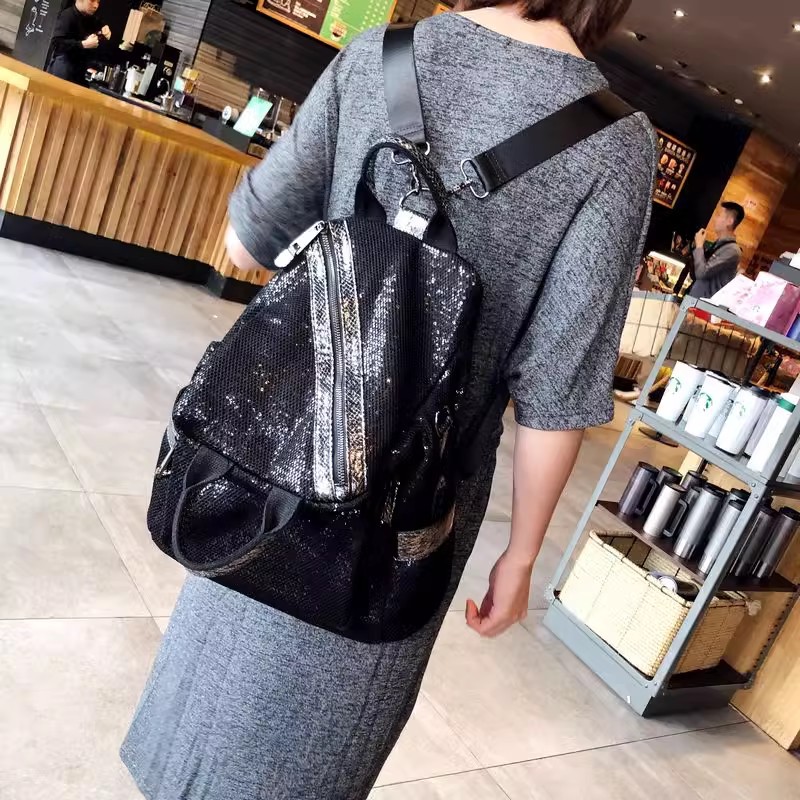 Luxury Bags For School - 여성용 나일론 스팽글 백팩, 하이 퀄리티