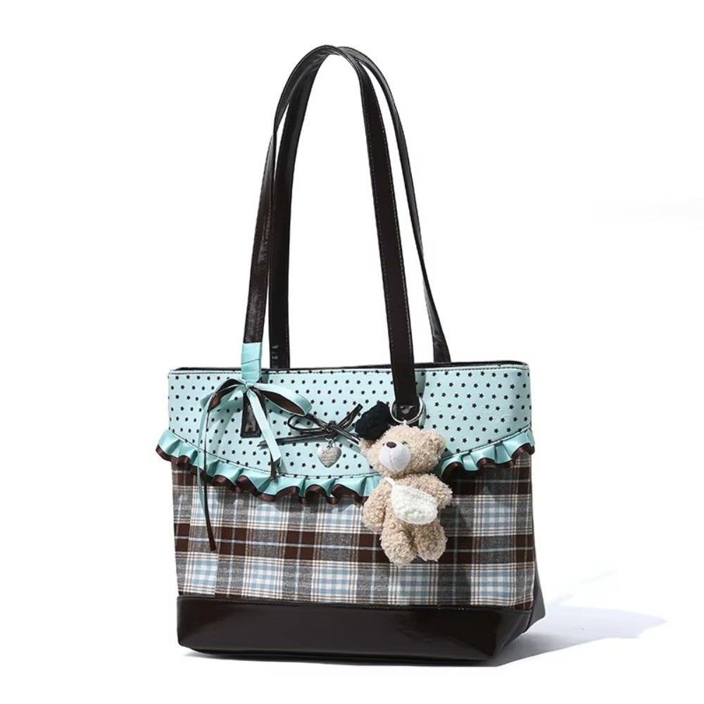 Canvas Tote Designer - 민트 그린 캔버스 토트백 초콜릿 색상