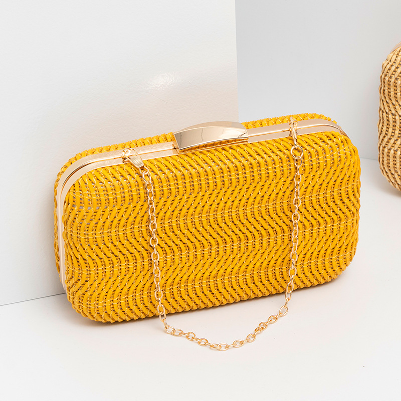 Luxury Bags Yellow - 캐주얼 빨대 여성용 옐로우 클러치 우븐