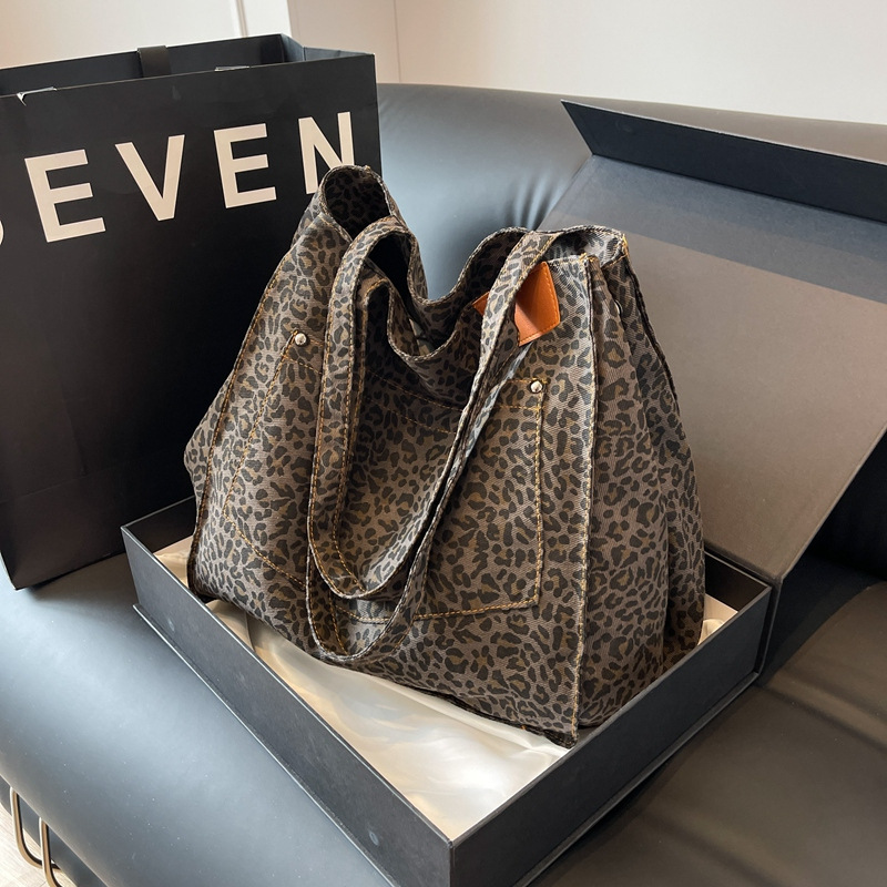 레오파드 패턴 토트백 빈티지 캔버스 숄더백 패션 대용량 - Canvas Tote Designer 리뷰 및 가격