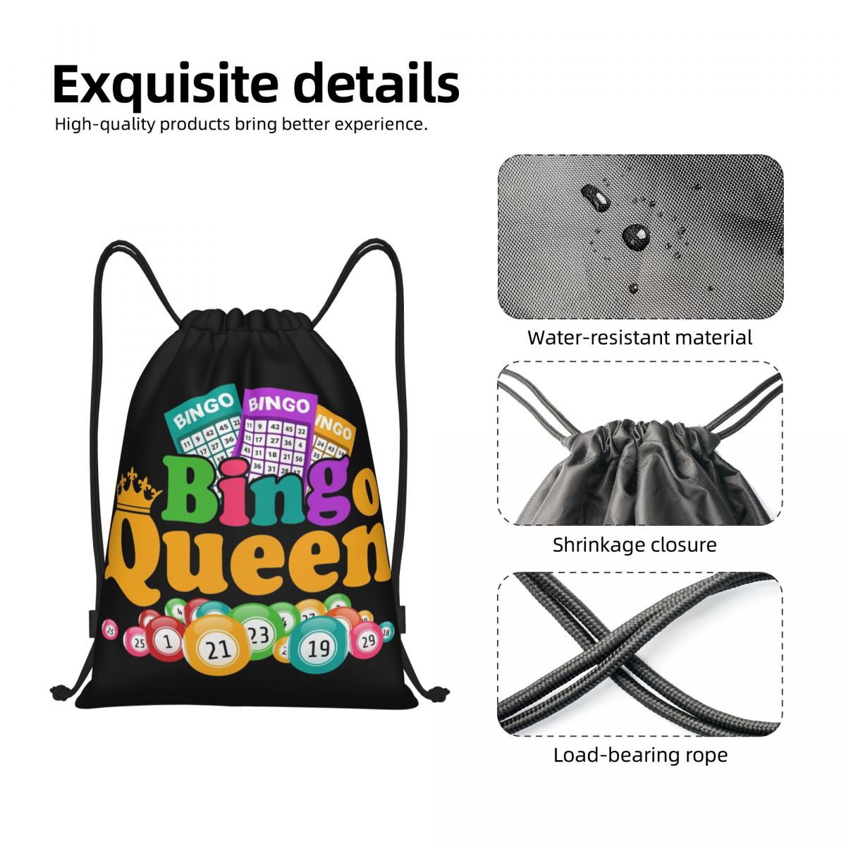 맞춤 빙고 퀸 게임 연인 드로스트링 백, 요가 배낭 훈 - Luxury Yoga Bags 리뷰 및 가격