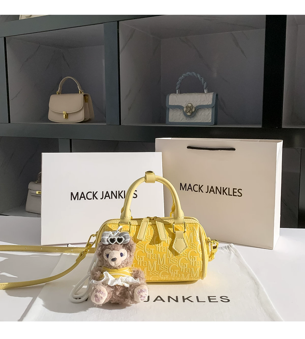패션 옐로우 레터 엠보싱 배럴형 가방 고급 클러치 퍼스 - Luxury Bags Yellow 리뷰 및 가격