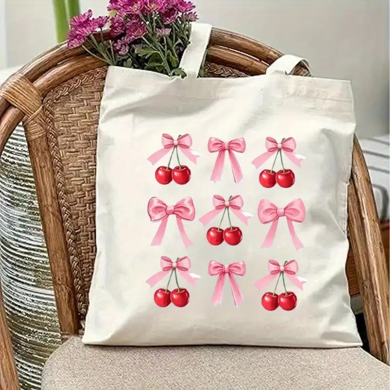 체리 리본 디자인의 캔버스 토트백, 좋은 하루 되세요  - Canvas Tote Designer 리뷰 및 가격