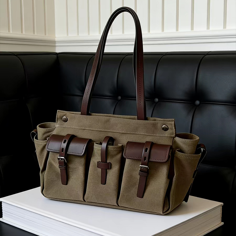 럭셔리 캔버스 가죽 멀티 포켓 토트백, 여성용 지퍼 잠 - Canvas Tote Designer 리뷰 및 가격