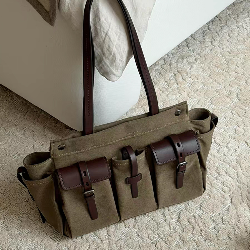 럭셔리 캔버스 가죽 멀티 포켓 토트백, 여성용 지퍼 잠 - Canvas Tote Designer 리뷰 및 가격