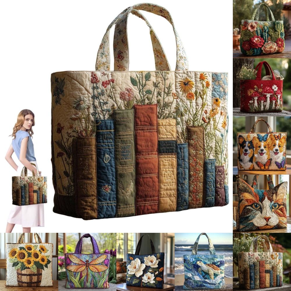 빈티지 여성 퀼트 토트 백 3D 인쇄 패턴 코튼 여행  - Canvas Tote Designer 리뷰 및 가격