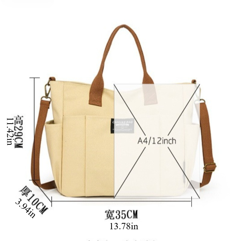 여성용 대형 캔버스 토트백, 미니멀리스트 워크백 - 넓 - Canvas Tote Designer 리뷰 및 가격