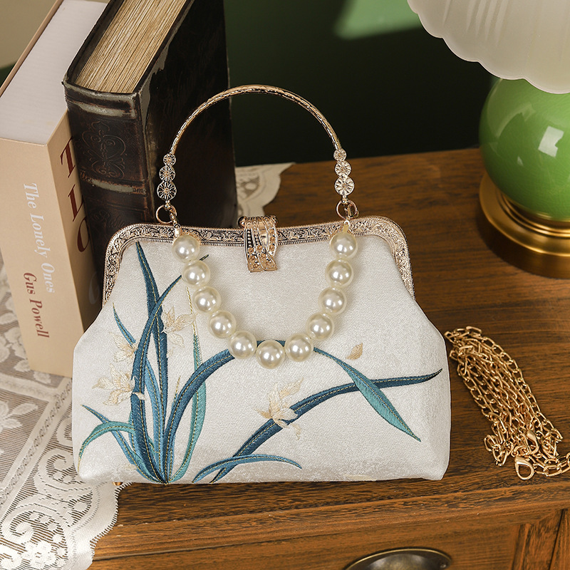 여성 빈티지 꽃 자수 중간 크기 키스락 핸드백 레트로  - Luxury Bags Medium Size 리뷰 및 가격