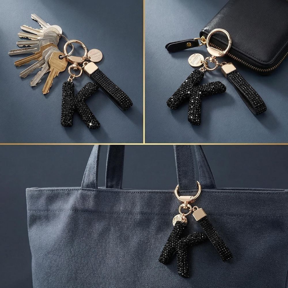 세련된 행운의 부적 문자 키체인 고급스러운 반짝이는 크 - Luxury Bags Yellow 리뷰 및 가격