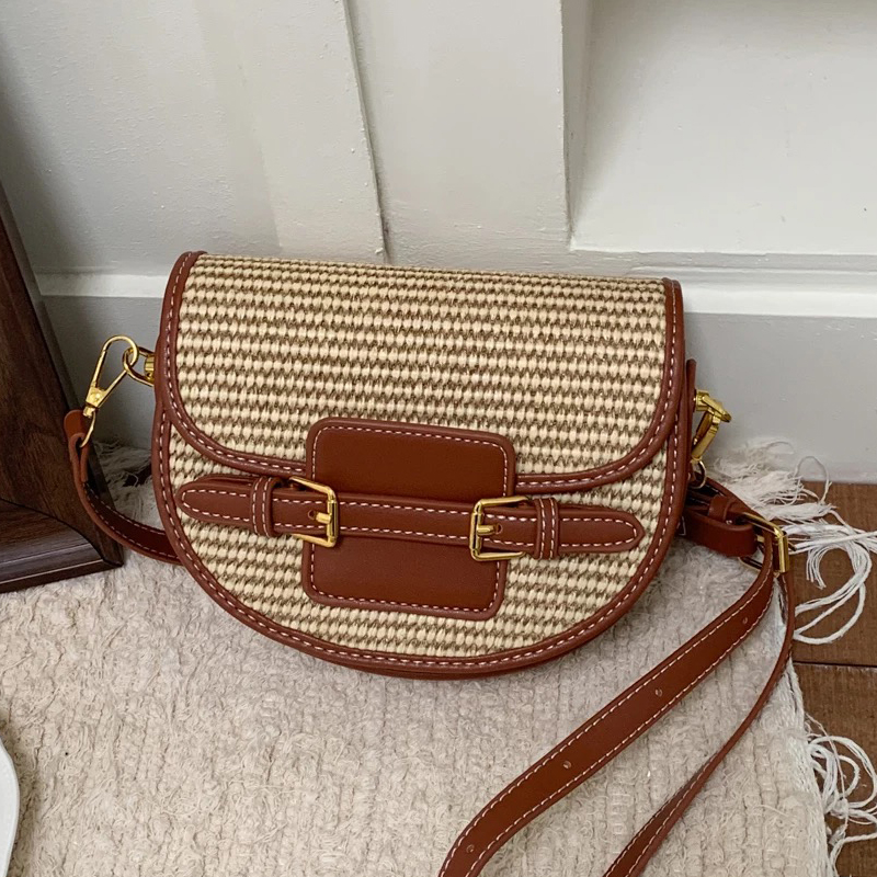 여성을위한 영국 스타일 미니 밀짚 상자 안장 가방 럭셔 - Luxury Bags Leather 리뷰 및 가격
