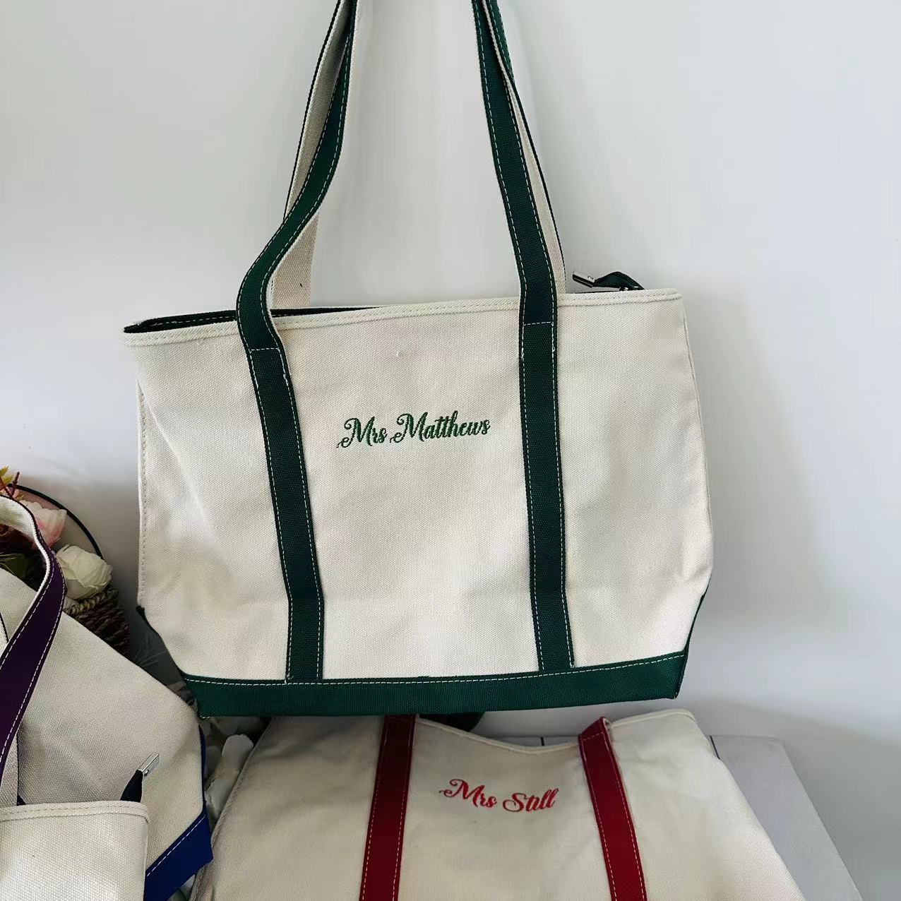 맞춤형 자수 이름 가방, 보트 토트백, 학교 토트백,  - Canvas Tote Designer 리뷰 및 가격
