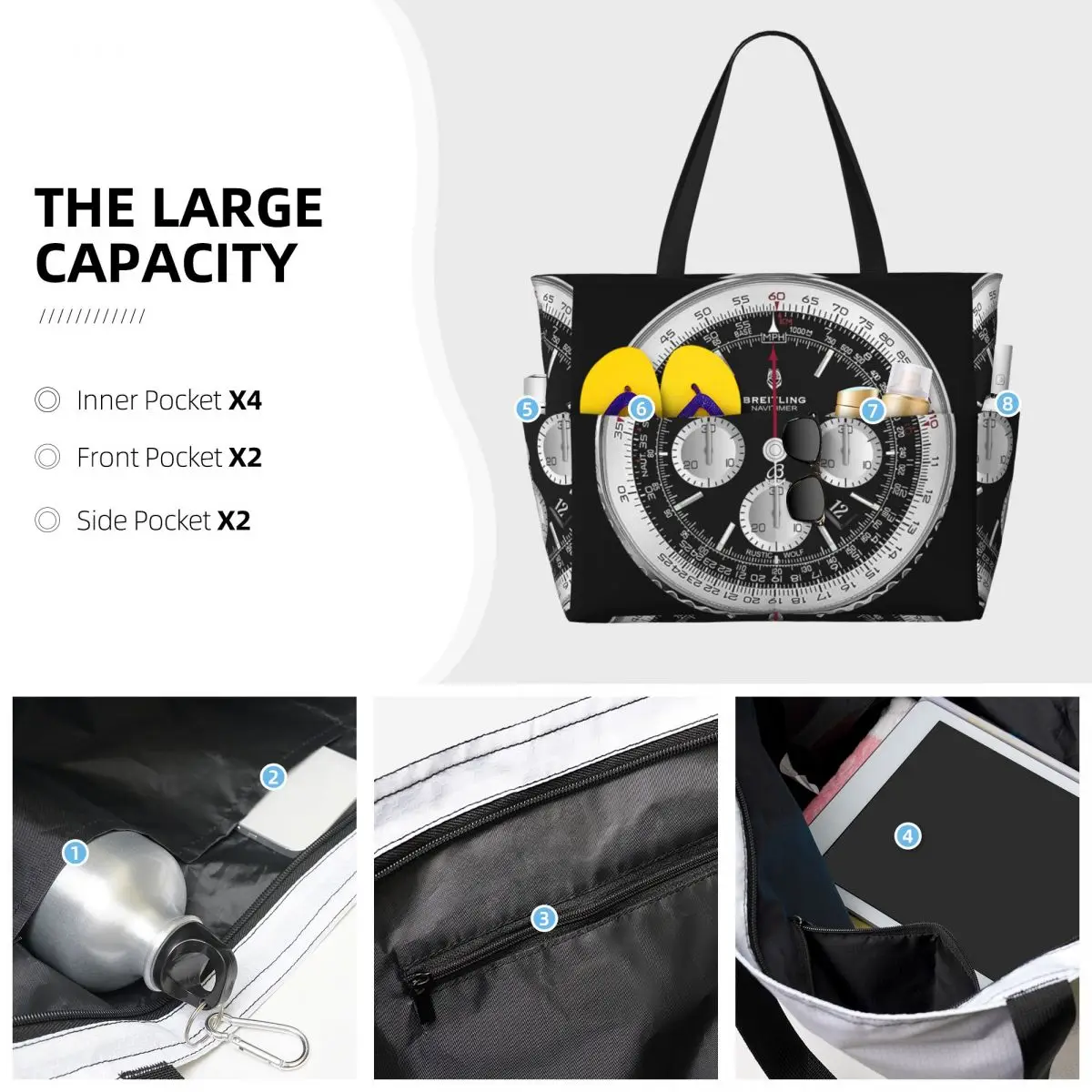블랙 럭셔리 시계 모양 비치 토트백 스포츠 짐 요가 더 - Luxury Yoga Bags 리뷰 및 가격