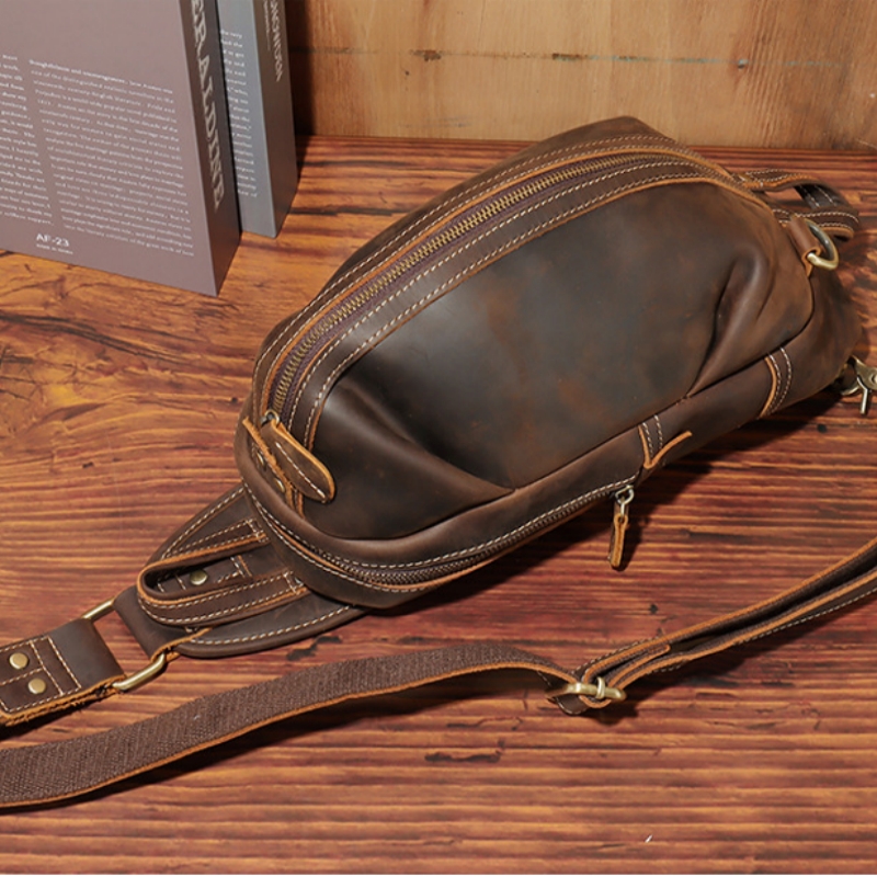 남성용 럭셔리 슬링 체스트 백, 진짜 가죽 다기능 숄더 - Luxury Bags Leather 리뷰 및 가격